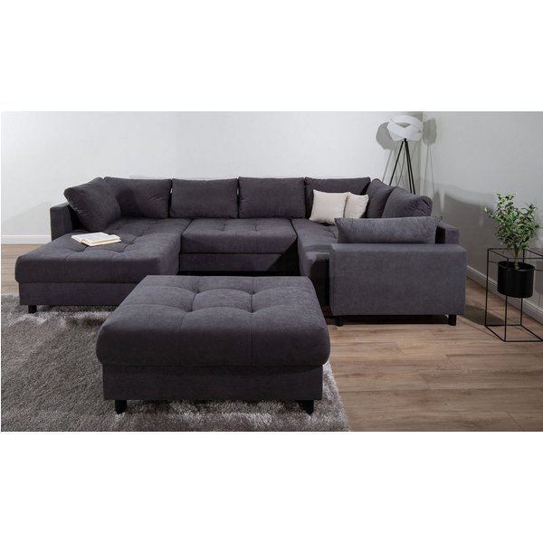 COLLECTION AB Wohnlandschaft Toni U-Form, B: 298 cm, Set: Sofa & Hocker, 2 Zierkissen, Federkern