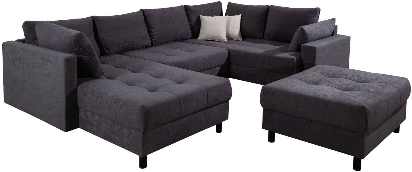 COLLECTION AB Wohnlandschaft Toni U-Form, B: 298 cm, Set: Sofa & Hocker, 2 Zierkissen, Federkern – Bild 3 von 5