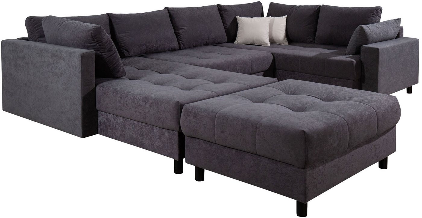 COLLECTION AB Wohnlandschaft Toni U-Form, B: 298 cm, Set: Sofa & Hocker, 2 Zierkissen, Federkern – Bild 4 von 5
