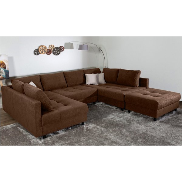 COLLECTION AB Wohnlandschaft Toni U-Form, B: 298 cm, XXL-Liegefläche mit Hocker 3 Stoffqualitäten, Set: Sofa & Hocker, 3 Zierkissen, Federkern