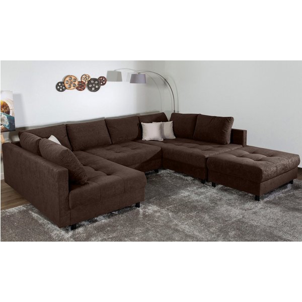 COLLECTION AB Wohnlandschaft Toni U-Form, B: 298 cm, XXL-Liegefläche mit Hocker 3 Stoffqualitäten, Set: Sofa & Hocker, 3 Zierkissen, Federkern