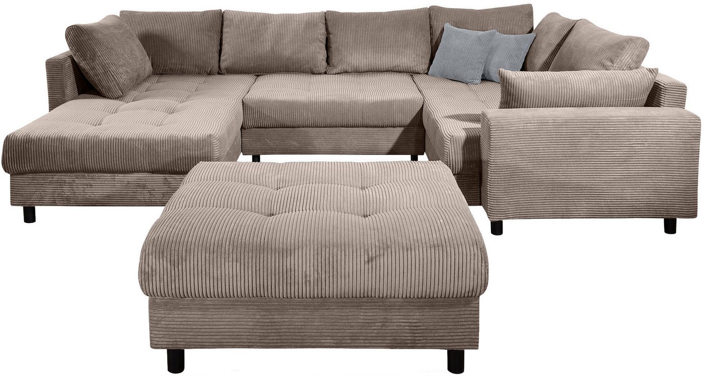 COLLECTION AB Wohnlandschaft Toni U-Form, B: 298 cm, Set: Sofa & Hocker, 2 Zierkissen, Federkern – Bild 2 von 5
