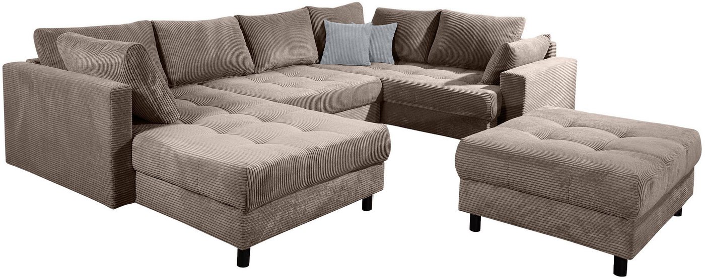 COLLECTION AB Wohnlandschaft Toni U-Form, B: 298 cm, Set: Sofa & Hocker, 2 Zierkissen, Federkern – Bild 4 von 5