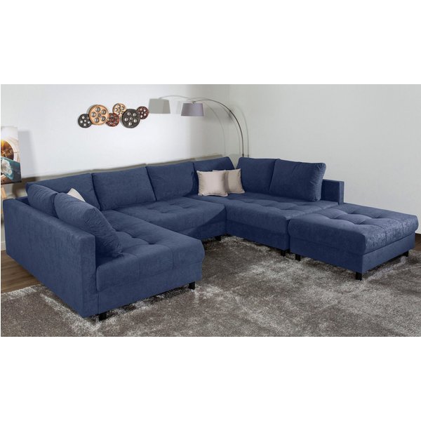 COLLECTION AB Wohnlandschaft Toni U-Form, B: 298 cm, XXL-Liegefläche mit Hocker 3 Stoffqualitäten, Set: Sofa & Hocker, 3 Zierkissen, Federkern