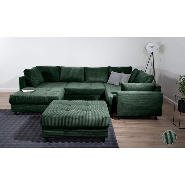 COLLECTION AB Wohnlandschaft Toni U-Form, B: 298 cm, Set: Sofa & Hocker, 2 Zierkissen, Federkern