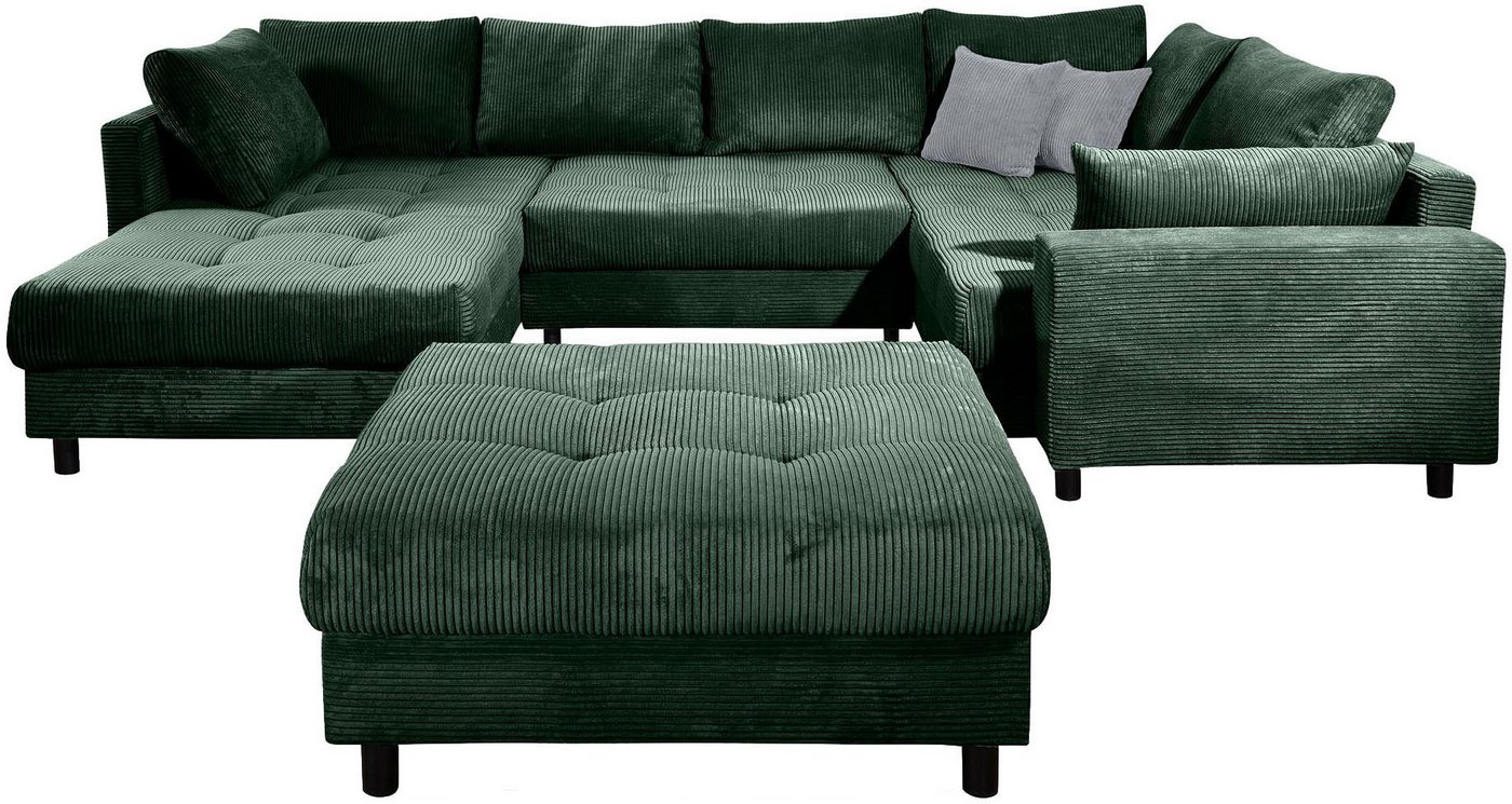 COLLECTION AB Wohnlandschaft Toni U-Form, B: 298 cm, Set: Sofa & Hocker, 2 Zierkissen, Federkern – Bild 2 von 5