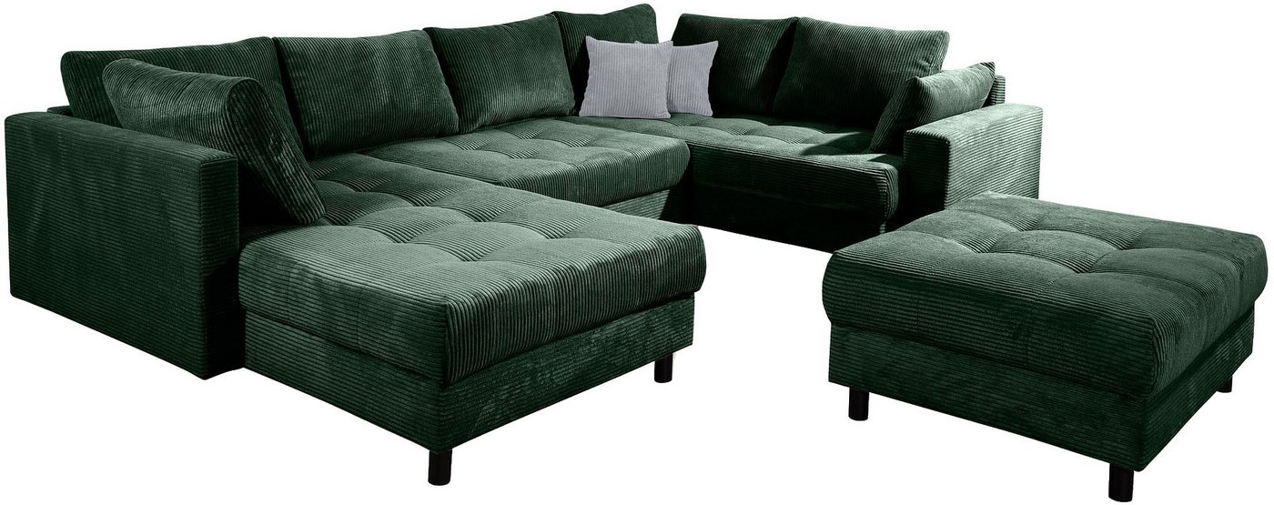 COLLECTION AB Wohnlandschaft Toni U-Form, B: 298 cm, Set: Sofa & Hocker, 2 Zierkissen, Federkern – Bild 4 von 5