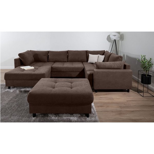 COLLECTION AB Wohnlandschaft Toni U-Form, B: 298 cm, Set: Sofa & Hocker, 2 Zierkissen, Federkern