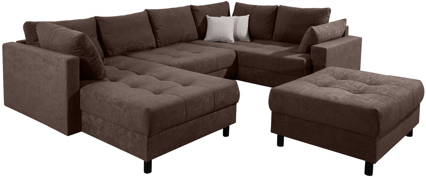 COLLECTION AB Wohnlandschaft Toni U-Form, B: 298 cm, Set: Sofa & Hocker, 2 Zierkissen, Federkern – Bild 3 von 5
