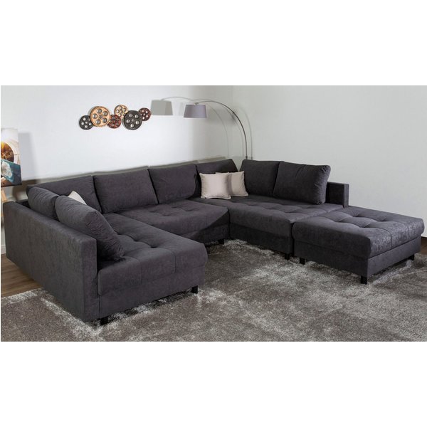 COLLECTION AB Wohnlandschaft Toni U-Form, B: 298 cm, XXL-Liegefläche mit Hocker 3 Stoffqualitäten, Set: Sofa & Hocker, 3 Zierkissen, Federkern