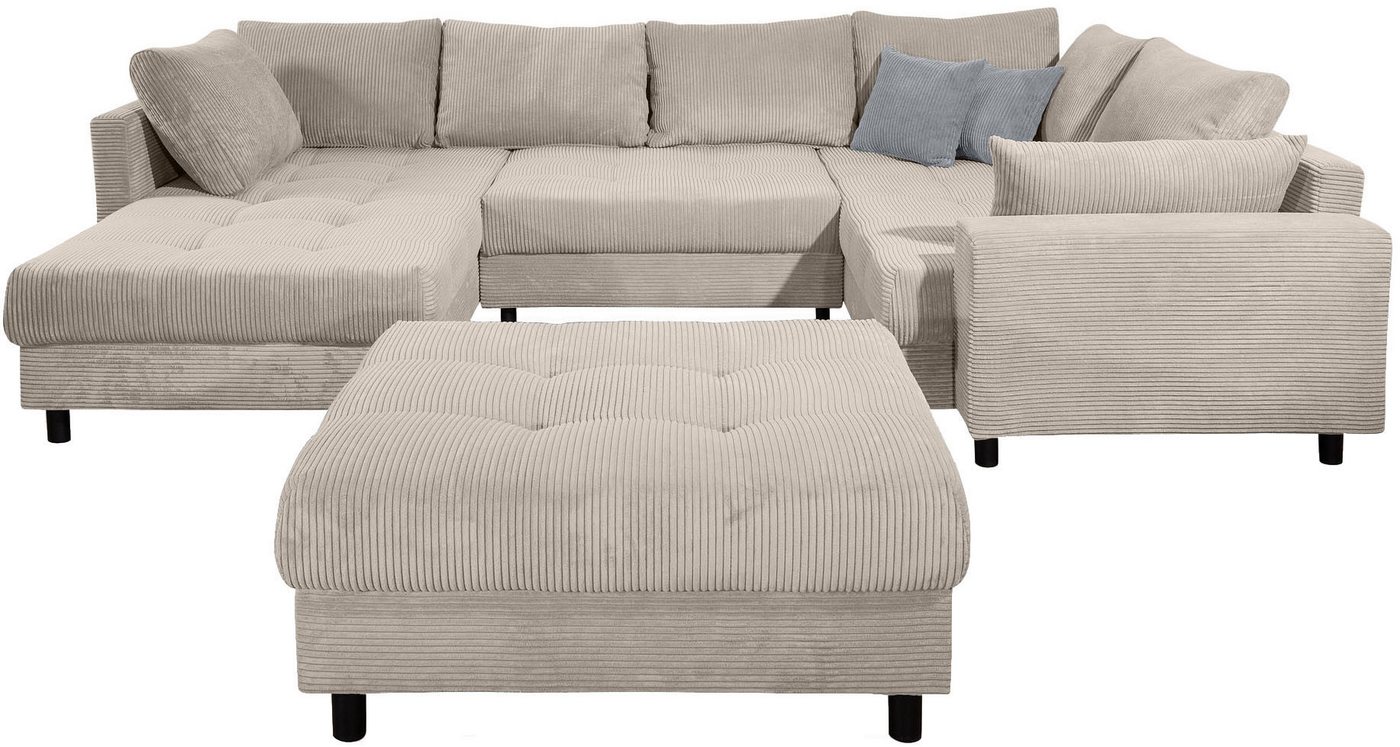 COLLECTION AB Wohnlandschaft Toni U-Form, B: 298 cm, Set: Sofa & Hocker, 2 Zierkissen, Federkern – Bild 2 von 5