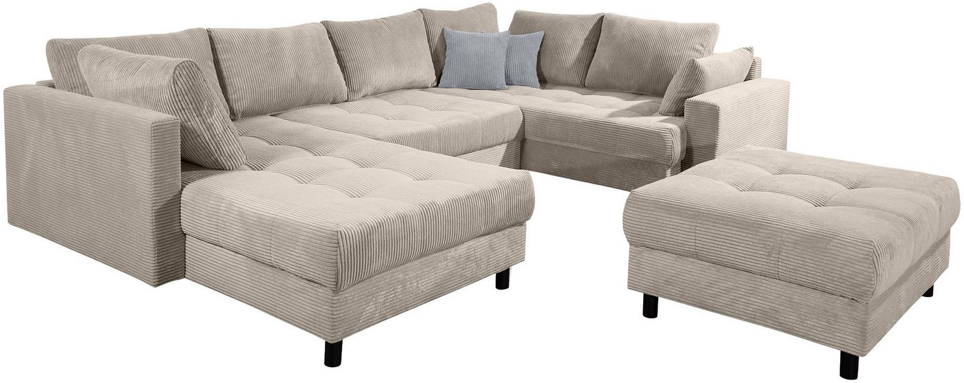 COLLECTION AB Wohnlandschaft Toni U-Form, B: 298 cm, Set: Sofa & Hocker, 2 Zierkissen, Federkern – Bild 4 von 5