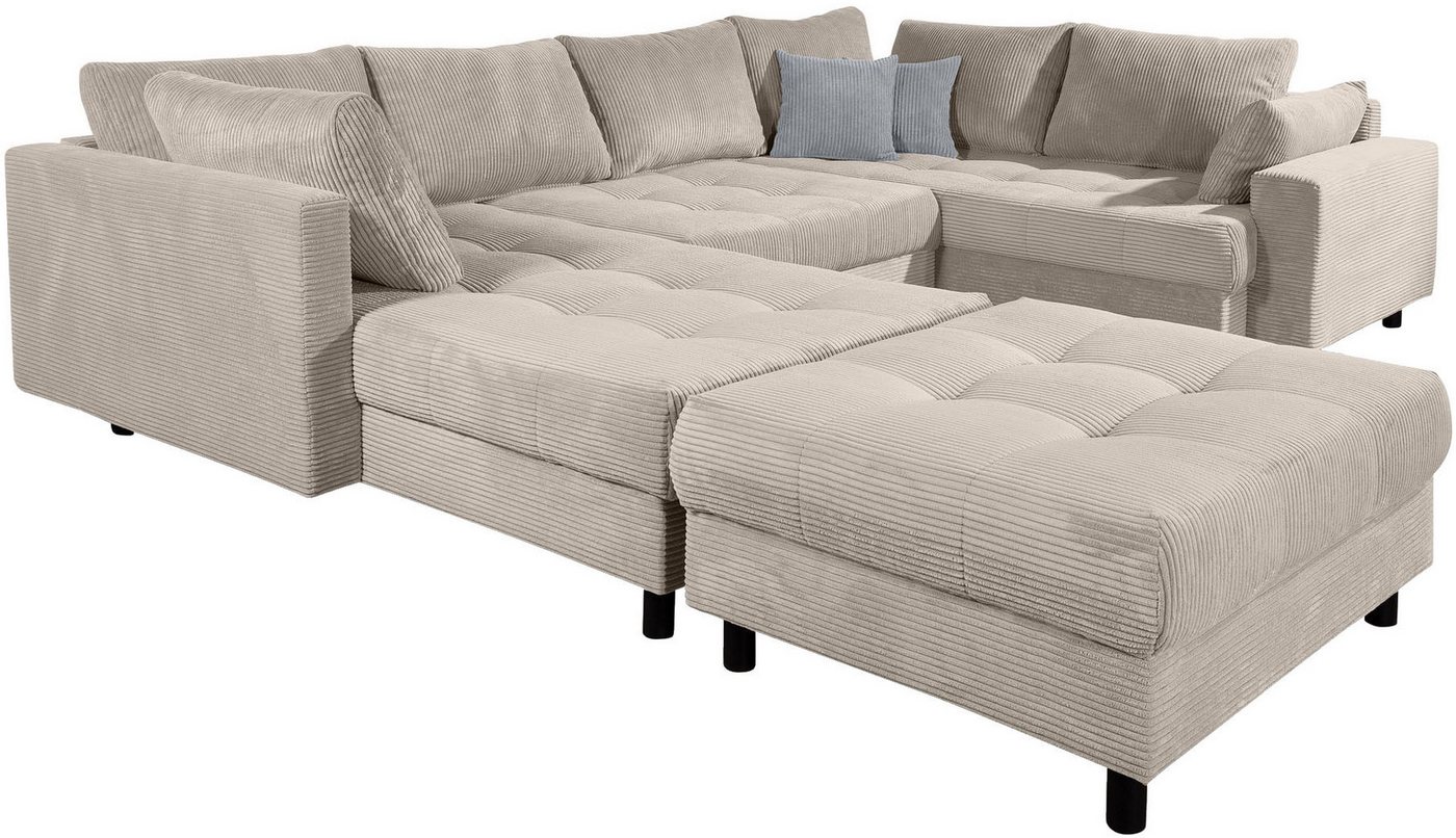 COLLECTION AB Wohnlandschaft Toni U-Form, B: 298 cm, Set: Sofa & Hocker, 2 Zierkissen, Federkern – Bild 5 von 5