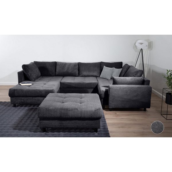 COLLECTION AB Wohnlandschaft Toni U-Form, B: 298 cm, Set: Sofa & Hocker, 2 Zierkissen, Federkern