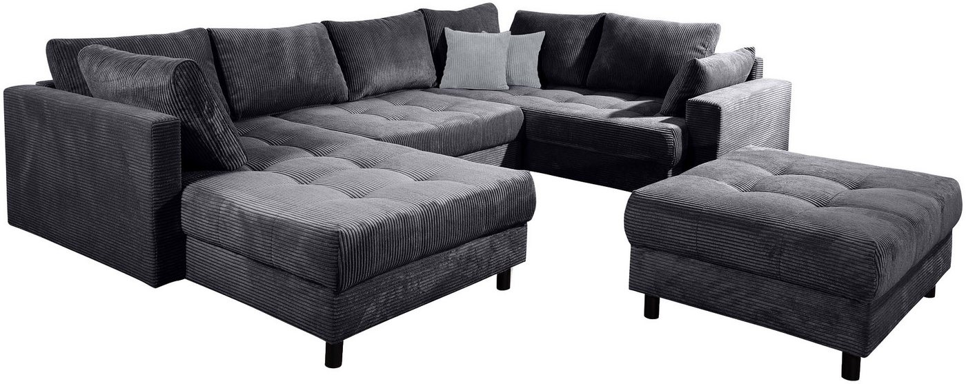 COLLECTION AB Wohnlandschaft Toni U-Form, B: 298 cm, Set: Sofa & Hocker, 2 Zierkissen, Federkern – Bild 4 von 5