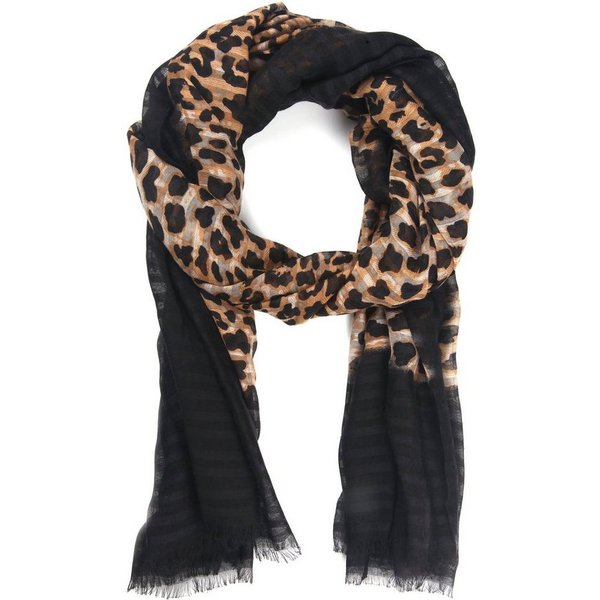 COLLEZIONE ALESSANDRO Modeschal Aurea, (1-St), mit Leopardenmuster und schwarzer Umrandung