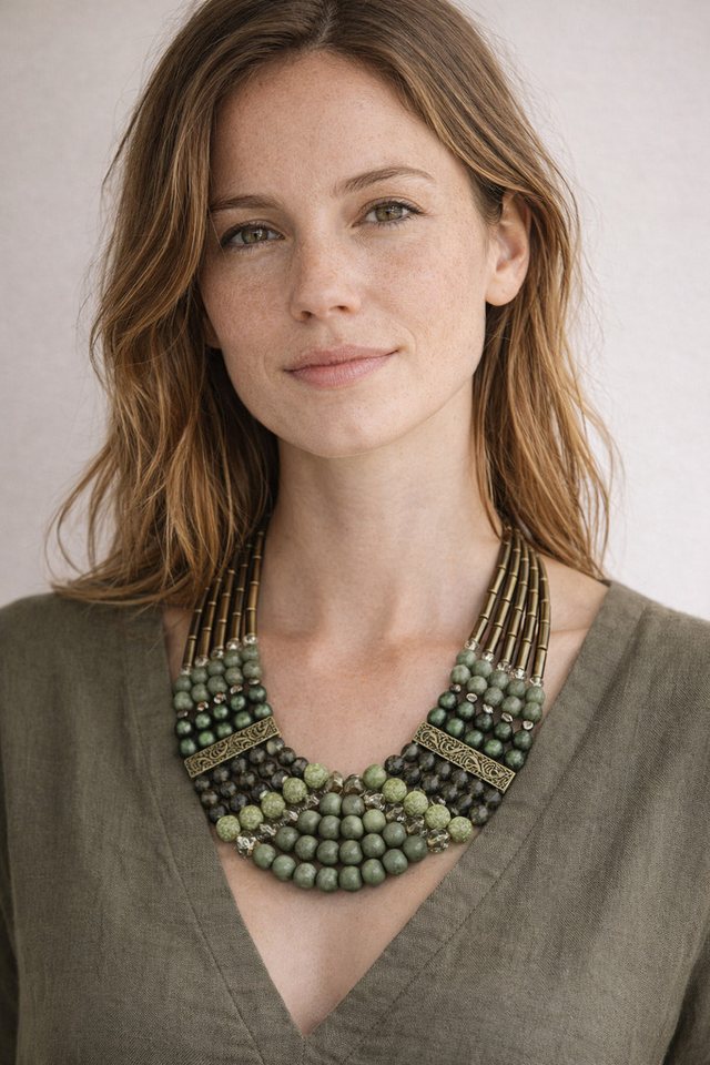COLLEZIONE ALESSANDRO Statementkette Eugenie, mit Glasschliffperlen – Bild 2 von 2