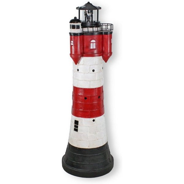 colourliving Gartenfigur Leuchtturm Roter Sand Solar Solarbetrieben LED, (Maritime Dekoration), 80 cm, Dämmerungssensor, drehendes Leuchtfeuer
