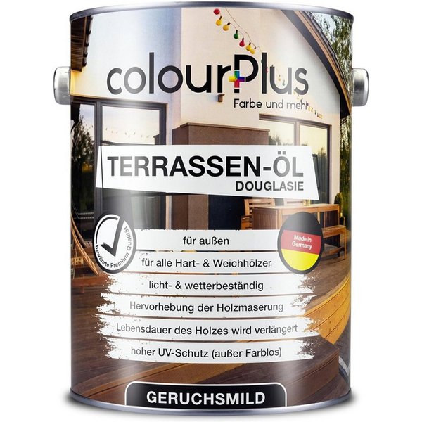 ColourPlus Hartholzöl Terrassenöl, Holzöl außen, lasierend, offenporig, UV- & Witterungsschutz