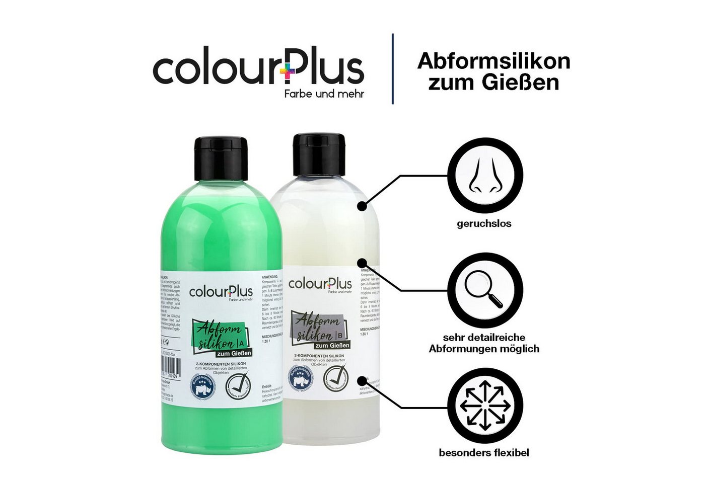 ColourPlus Spachtelmasse Abformsilikon, 2K-Silikon 1:1, detailtreu, reißfest, schrumpfungsfrei, geruchlos – Bild 3 von 5