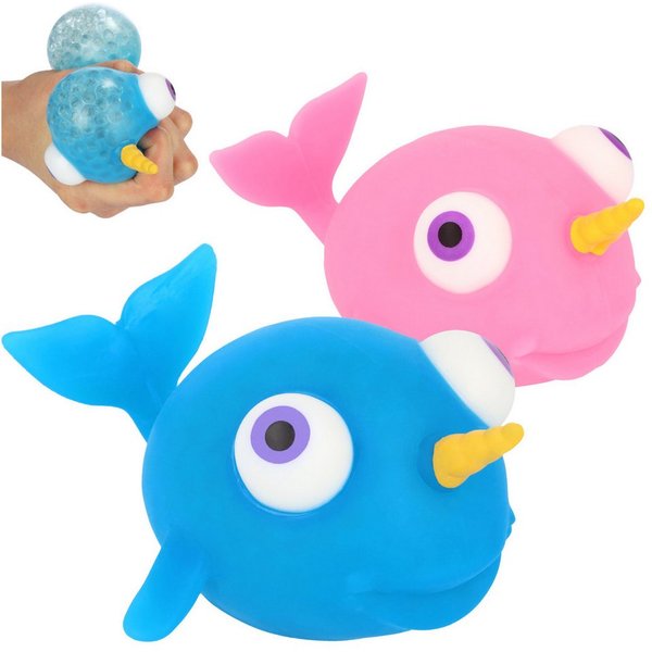 com-four Anti-Stress-Ball Anti-Stress-Figur, Squeeze Spielzeug Narwal (2-St), Quetsch-Ball für Kinder und Erwachsene