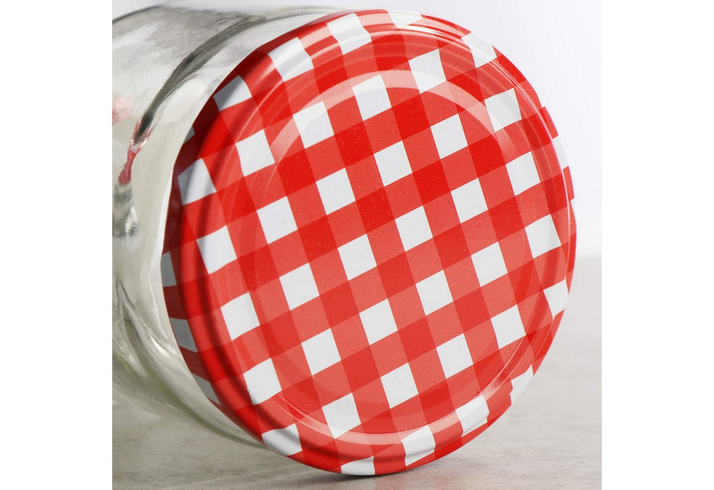 com-four Einmachglas Einmachgläser mit rot/weiß kariertem Schraub-Deckel - TO Ø 82 mm, (6-tlg) – Bild 3 von 5