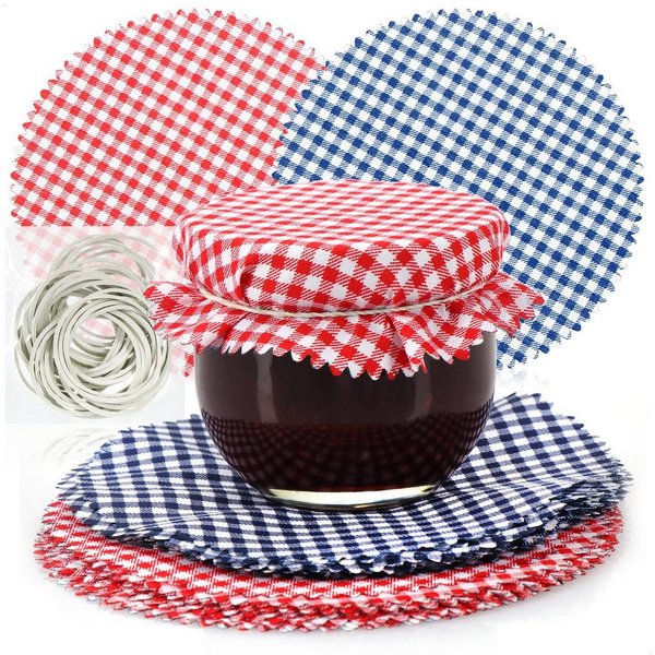 com-four Einmachglas Schmuckdeckchen für Einmachgläser - Marmeladen-Deckchen mit Gummis, (30-tlg)