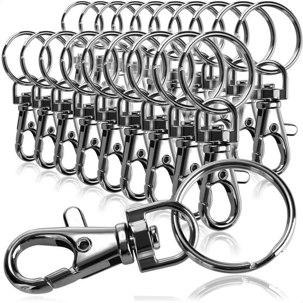 com-four Karabiner Karabinerhaken mit Schlüsselring, (20 St), Karabiner mit Drehgelenk für Schlüsselanhänger - 55 mm