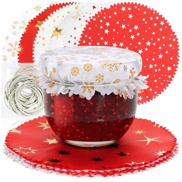 com-four Marmeladenglas Schmuckdeckchen für Einmachgläser - Marmeladen-Deckchen mit Gummis, (30-tlg)