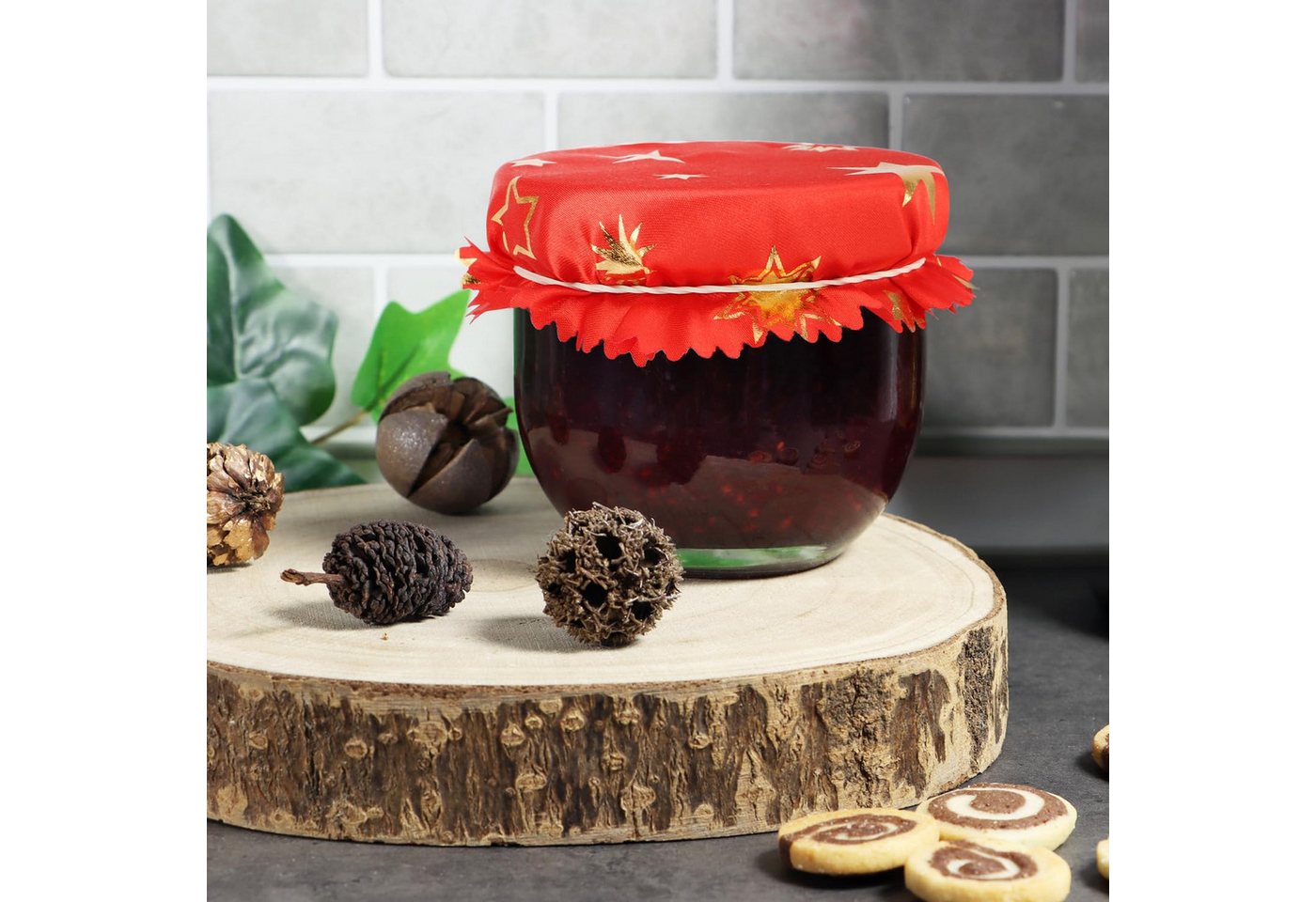 com-four Marmeladenglas Schmuckdeckchen für Einmachgläser - Marmeladen-Deckchen mit Gummis, (30-tlg) – Bild 2 von 5