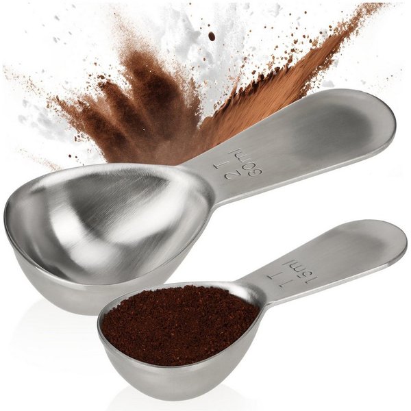 com-four Messlöffel Kaffeemaßlöffel aus rostfreiem Edelstahl, (2-St), Dosierlöffel für Tee, Kaffee, Cappuccino, Kakao und Espresso