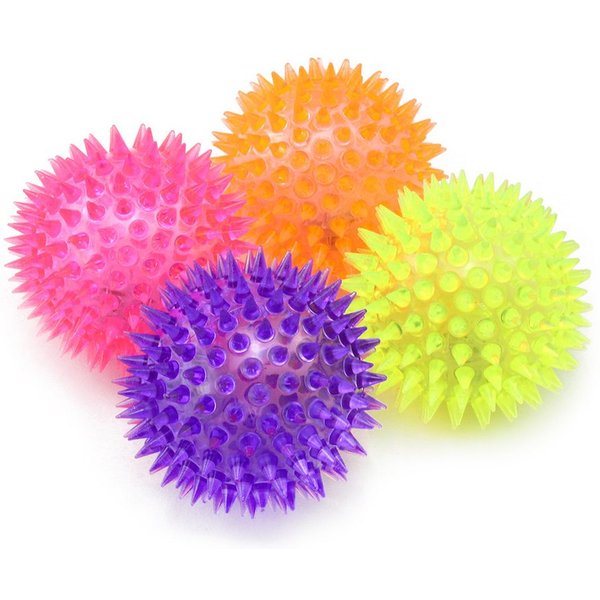 com-four Squashball Blink-Igelball mit LED Licht, Spielball (4-St), Mitgebsel für Kindergeburtstag, Gummiball Spielzeug