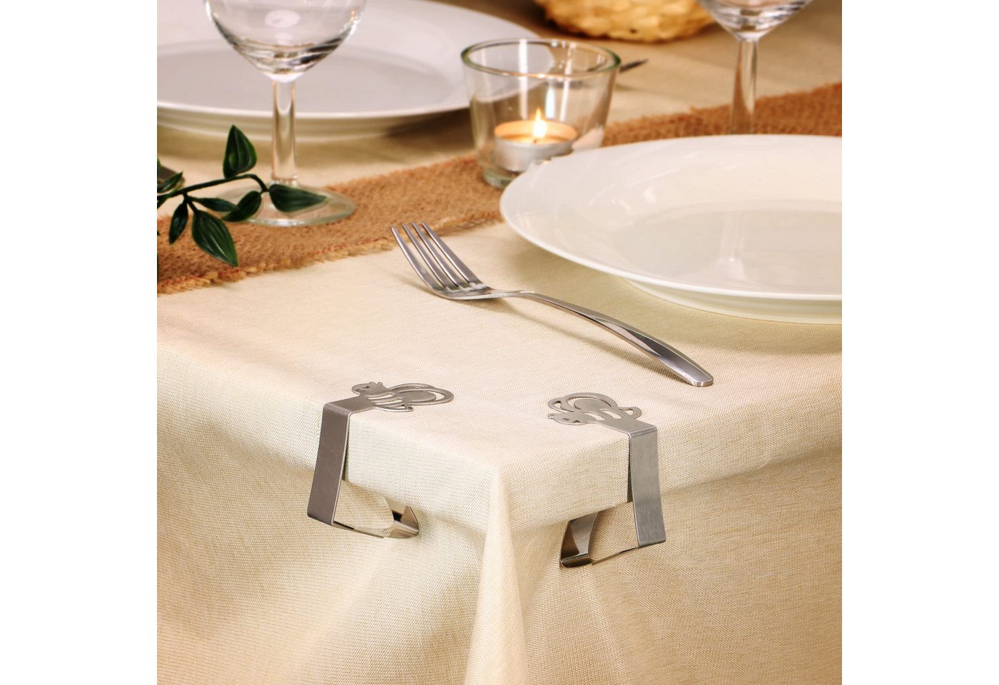 com-four Tischtuchklammer Premium Tischtuchklammern aus Edelstahl, (8-tlg), Tuchhalter für Tafelwäsche – Bild 2 von 5