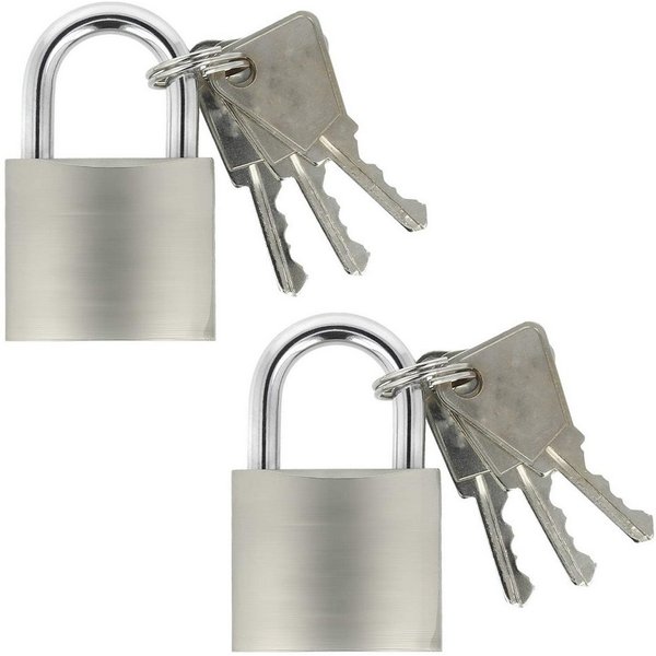 com-four Vorhängeschloss Vorhängeschloss aus massivem Metall, (2-tlg), Vorhangschloss mit gehärtetem Bügel und 3 Schlüssel