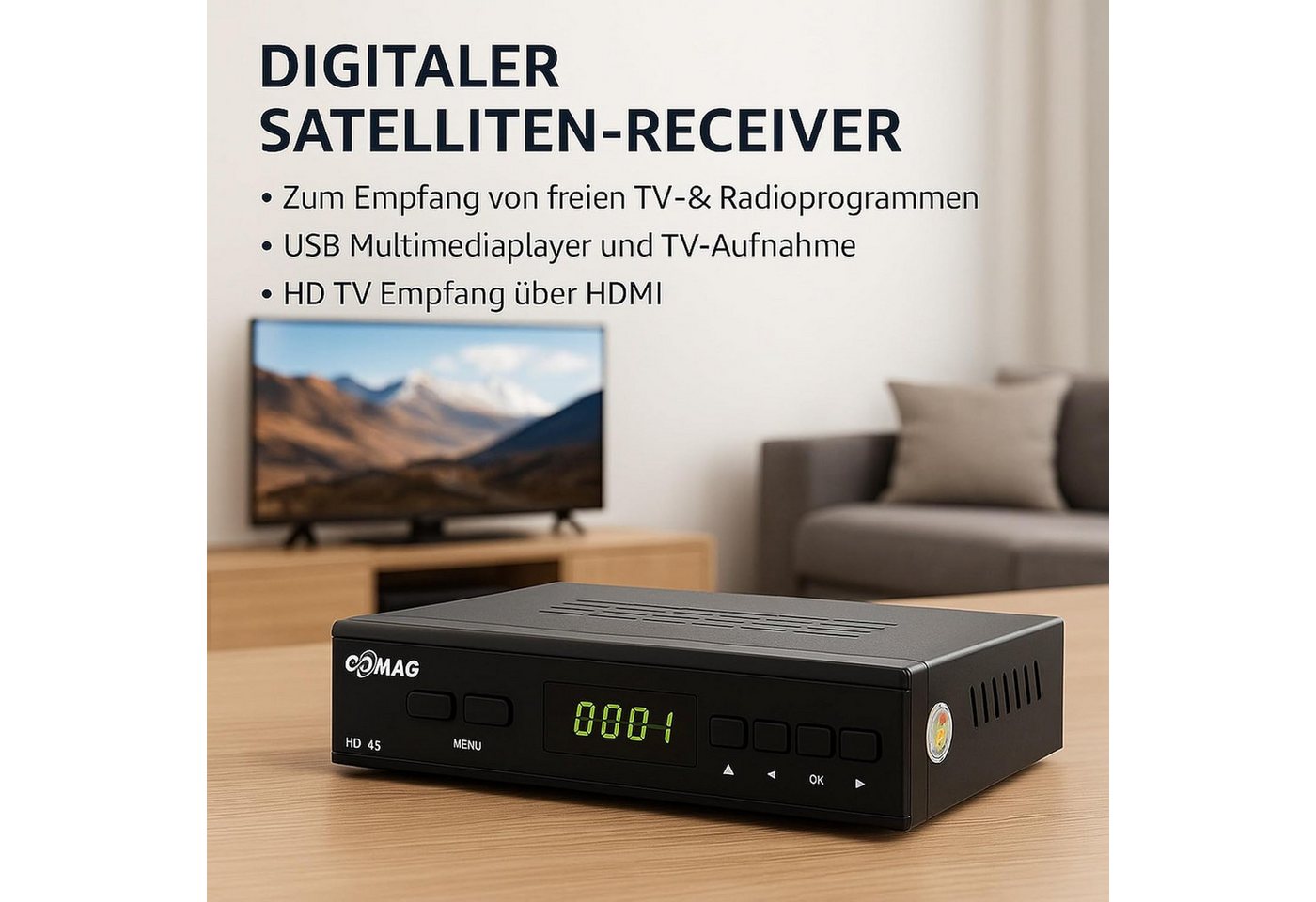 Comag HD75 Digitaler HD Sat Receiver FULL HD HDTV DVB-S2 HDMI SCART USB Satellitenreceiver – Bild 2 von 5