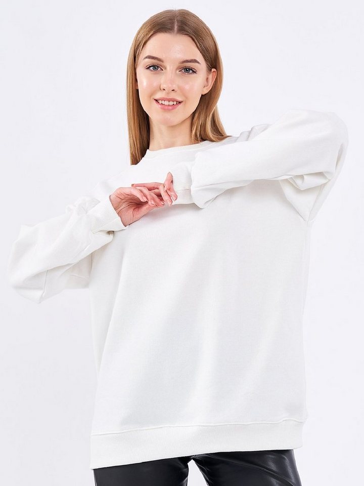 COMEOR Sweatshirt Damen Oversize Pullover Langarm Baumwolle – Bild 2 von 5