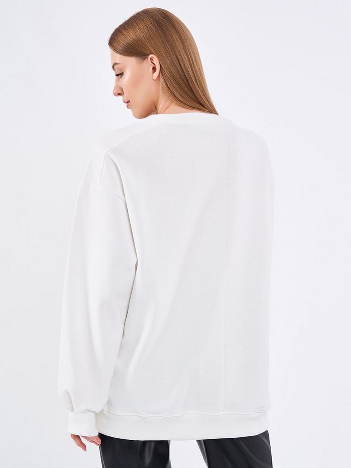 COMEOR Sweatshirt Damen Oversize Pullover Langarm Baumwolle – Bild 3 von 5