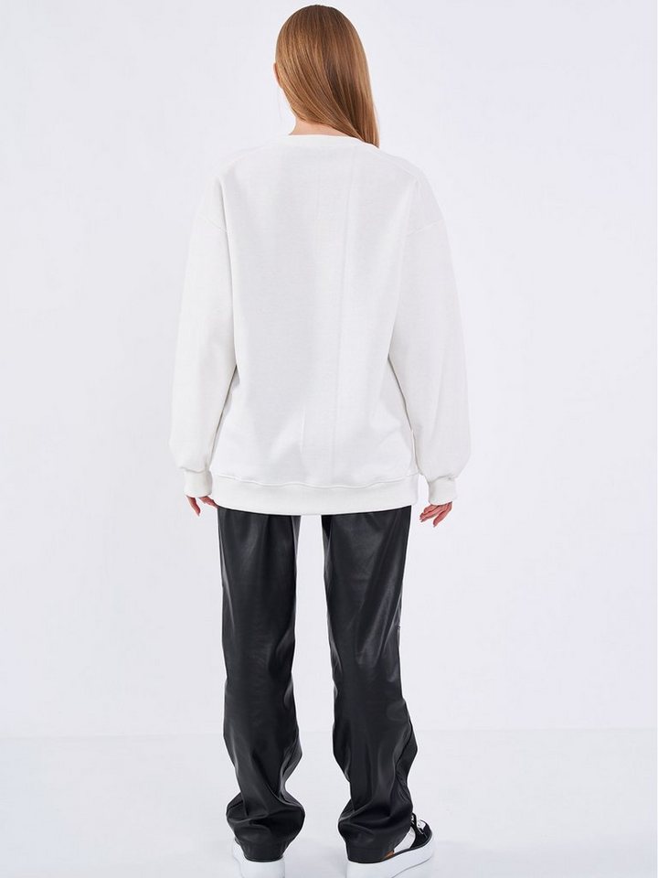 COMEOR Sweatshirt Damen Oversize Pullover Langarm Baumwolle – Bild 4 von 5