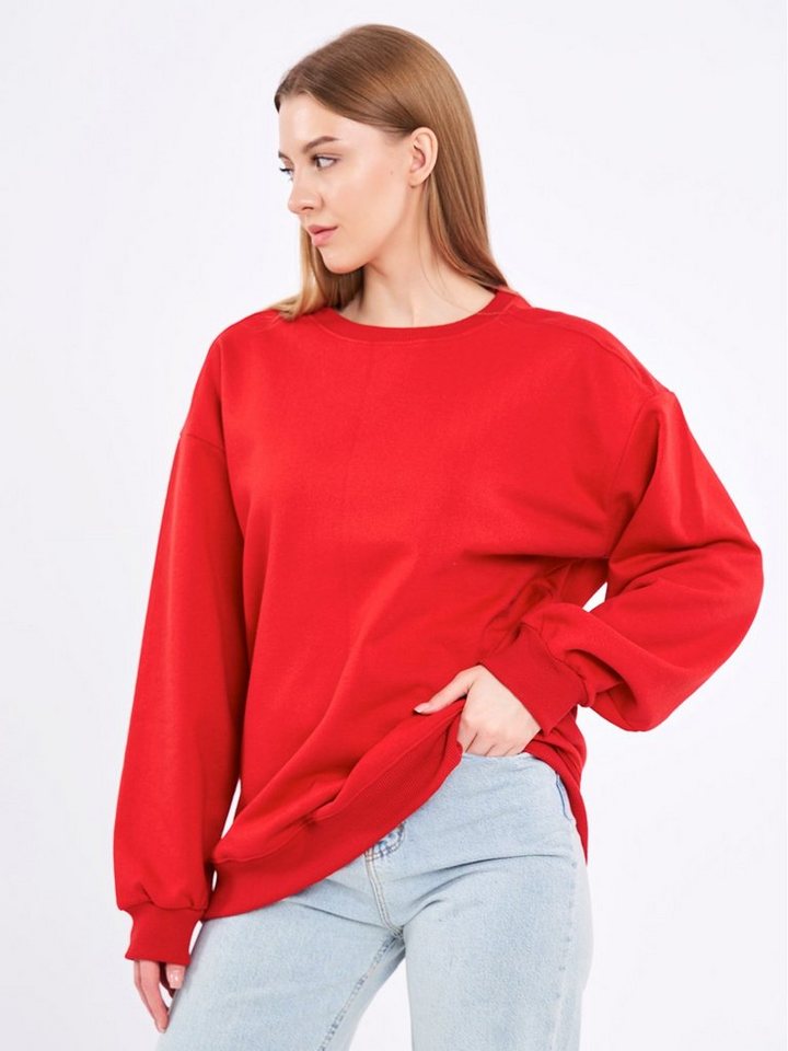 COMEOR Sweatshirt Damen Oversize Pullover Langarm Baumwolle – Bild 2 von 5