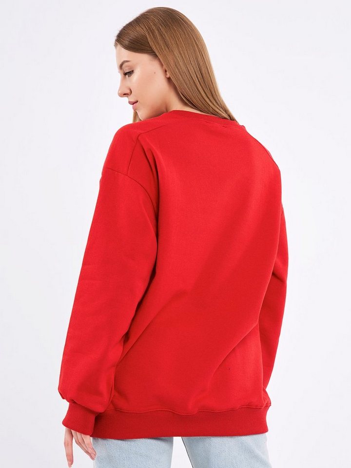 COMEOR Sweatshirt Damen Oversize Pullover Langarm Baumwolle – Bild 4 von 5