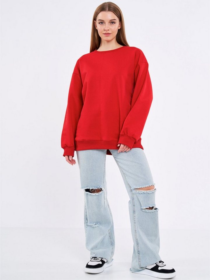 COMEOR Sweatshirt Damen Oversize Pullover Langarm Baumwolle – Bild 5 von 5