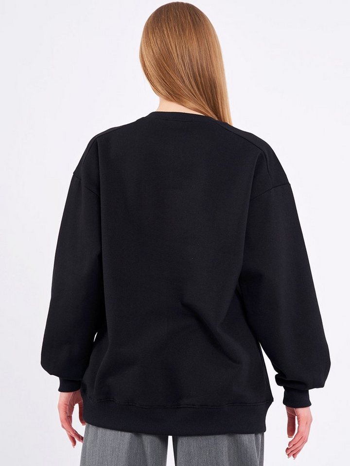 COMEOR Sweatshirt Damen Oversize Pullover Langarm Baumwolle – Bild 4 von 5