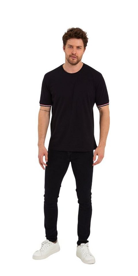 COMEOR T-Shirt Basic Herren Kurzarm Rundhalls (Packung, 1-tlg) mit gestreiften Ärmel Bündchen – Bild 3 von 5