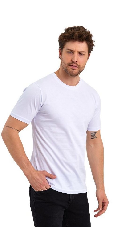 COMEOR T-Shirt Herren Basic T-Shirts Baumwolle (Packung, 1-tlg) mit gerader Ärmel Abschluss – Bild 5 von 5