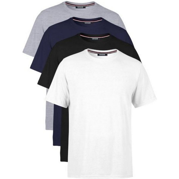 COMEOR T-Shirt Herren Basic T-Shirts Baumwolle (Packung, 4-tlg) mit gerader Ärmel Abschluss