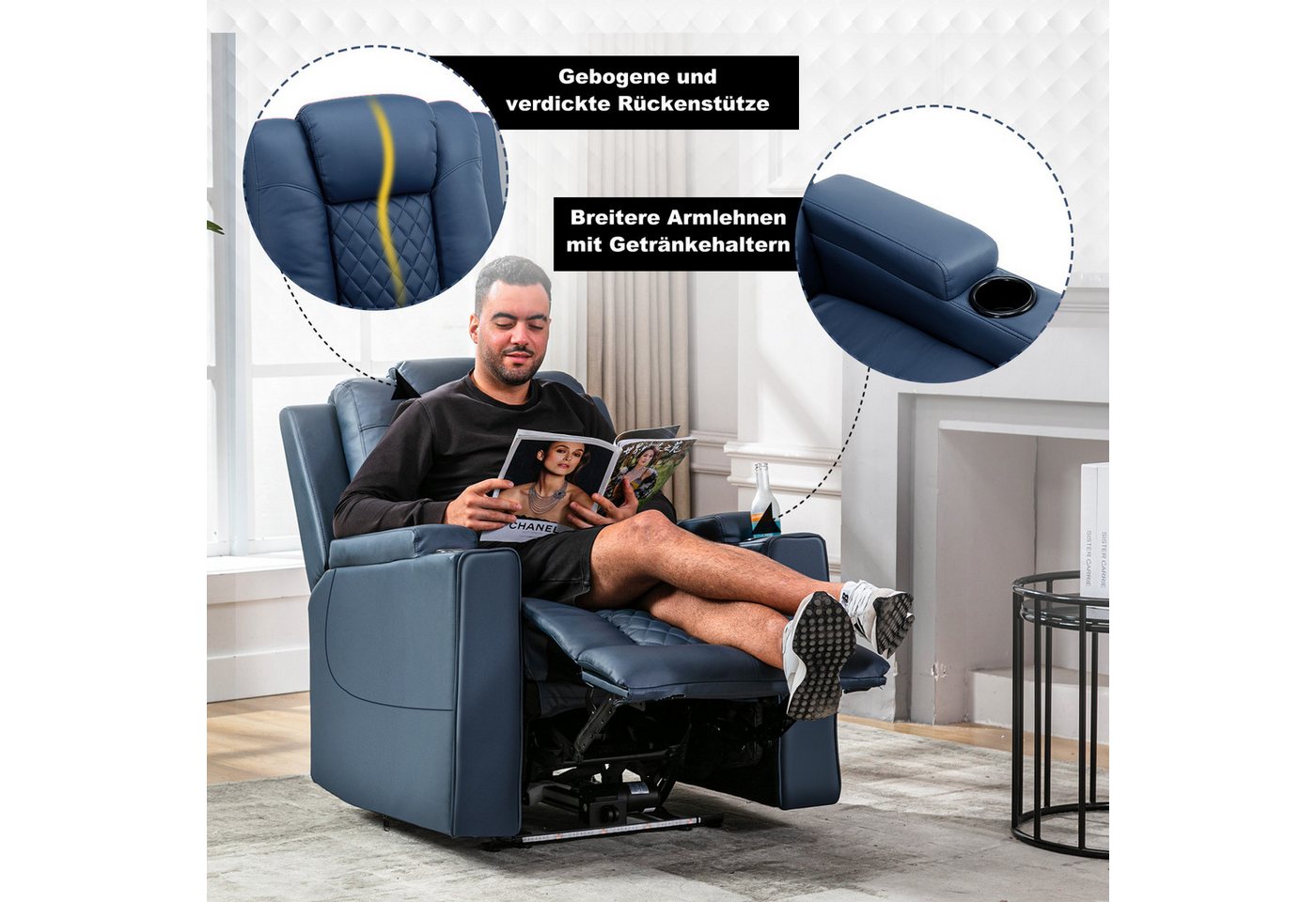 COMHOMA Relaxsessel Elektrisch Massagesessel mit Massagefunktion, LED, elektisch verstellbar – Bild 3 von 5