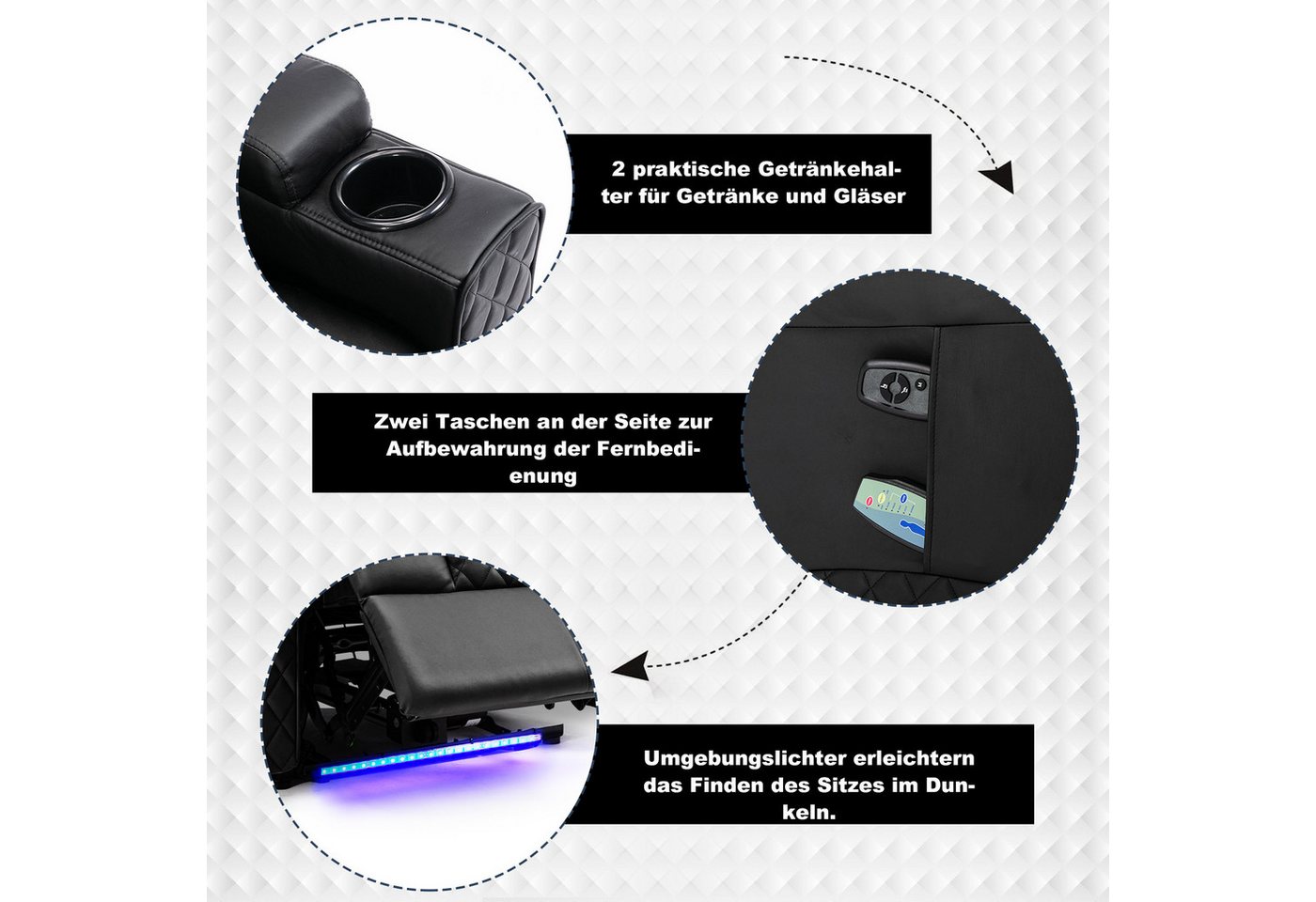 COMHOMA Relaxsessel Elektrisch Massagesessel mit Massagefunktion, LED, elektisch verstellbar – Bild 5 von 5