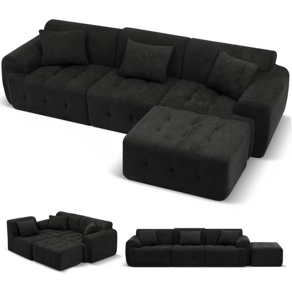 COMHOMA Sofa Ecksofa, Modulares Sofa, 2 Sitzer Bodensofa Couch mit Kissen Armlehne, für Wohnzimmer, vakuumverpackt