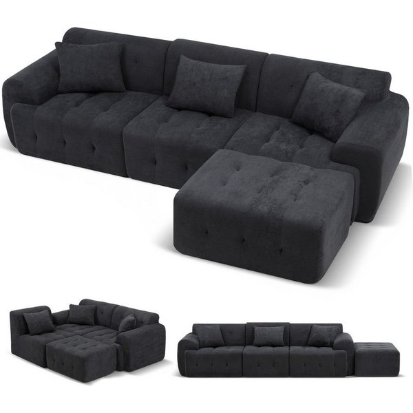 COMHOMA Sofa Ecksofa, Modulares Sofa, 2 Sitzer Bodensofa Couch mit Kissen Armlehne, für Wohnzimmer, vakuumverpackt