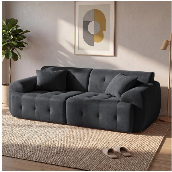 COMHOMA Sofa Ecksofa, Modulares Sofa, 2 Sitzer Bodensofa Couch mit Kissen Armlehne, für Wohnzimmer, vakuumverpackt
